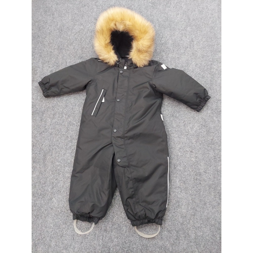 Reima Snow Suit Kids 18-24 Month (86 EU) Black Removable Hood Faux Fur Ski